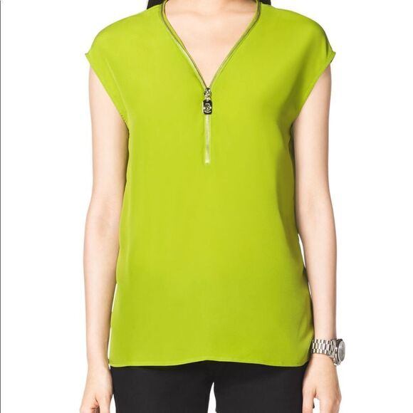 ✨HP✨Michael Kors
Women's Green Ziptrim Blouse✨ - Picture 1 of 7
